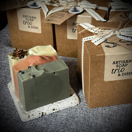 Artisan Soap Trio & Dish